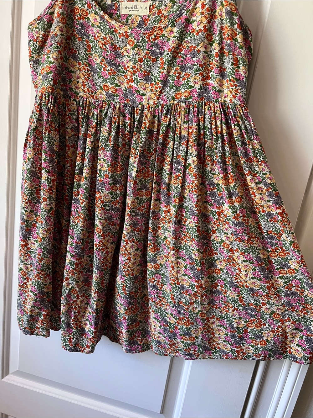 Natural Life Floral Mini Babydoll Dress Micro Flower Print - Picture 3 of 6